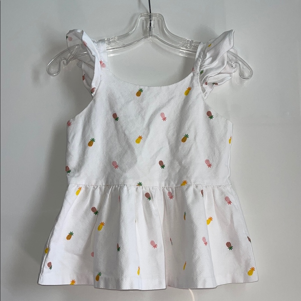 Janie and Jack White Top with Colorful Pineapple Print